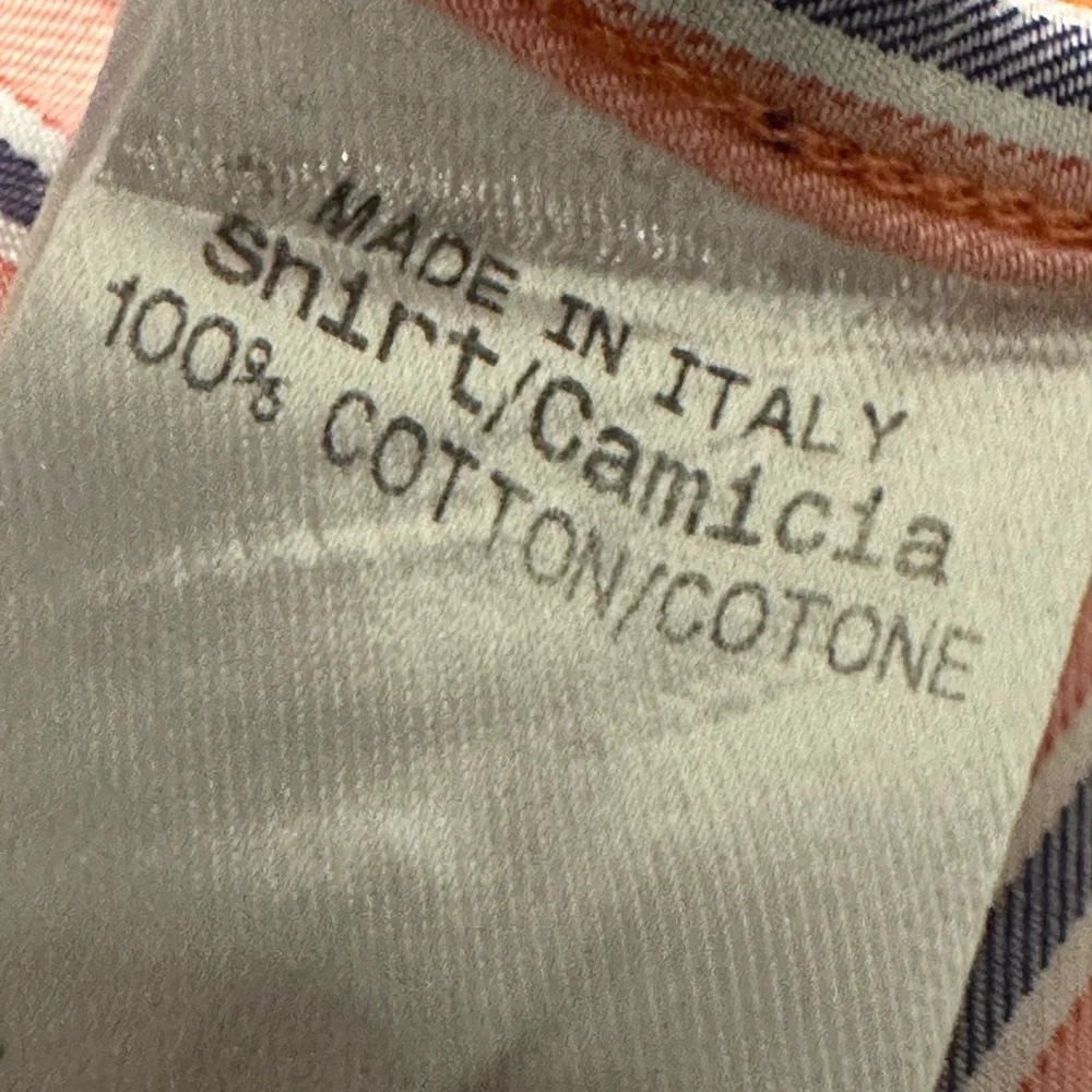 Ermenegildo Zegna Mens Shirt Notch Hem Melon Blue  Striped Button Down Poplin XL - Picture 9 of 9